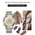 Men's Stainless Steel Two-Tone Watch with Gold Dial Unraion