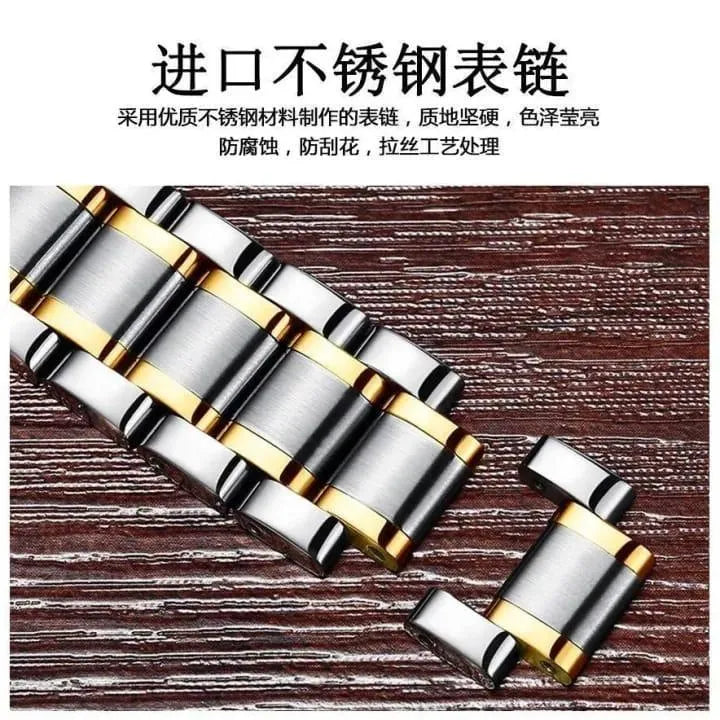 Men's Stainless Steel Two-Tone Watch with Gold Dial Unraion
