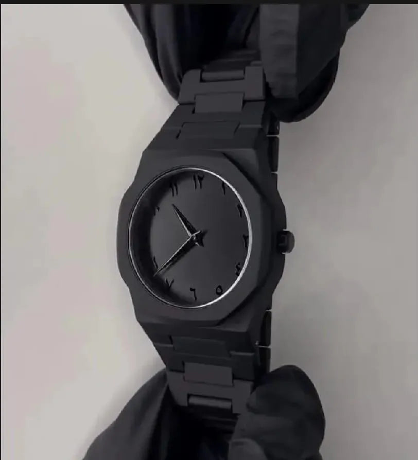 Black Arabic Aura Watch Stainless Steel Pakistani