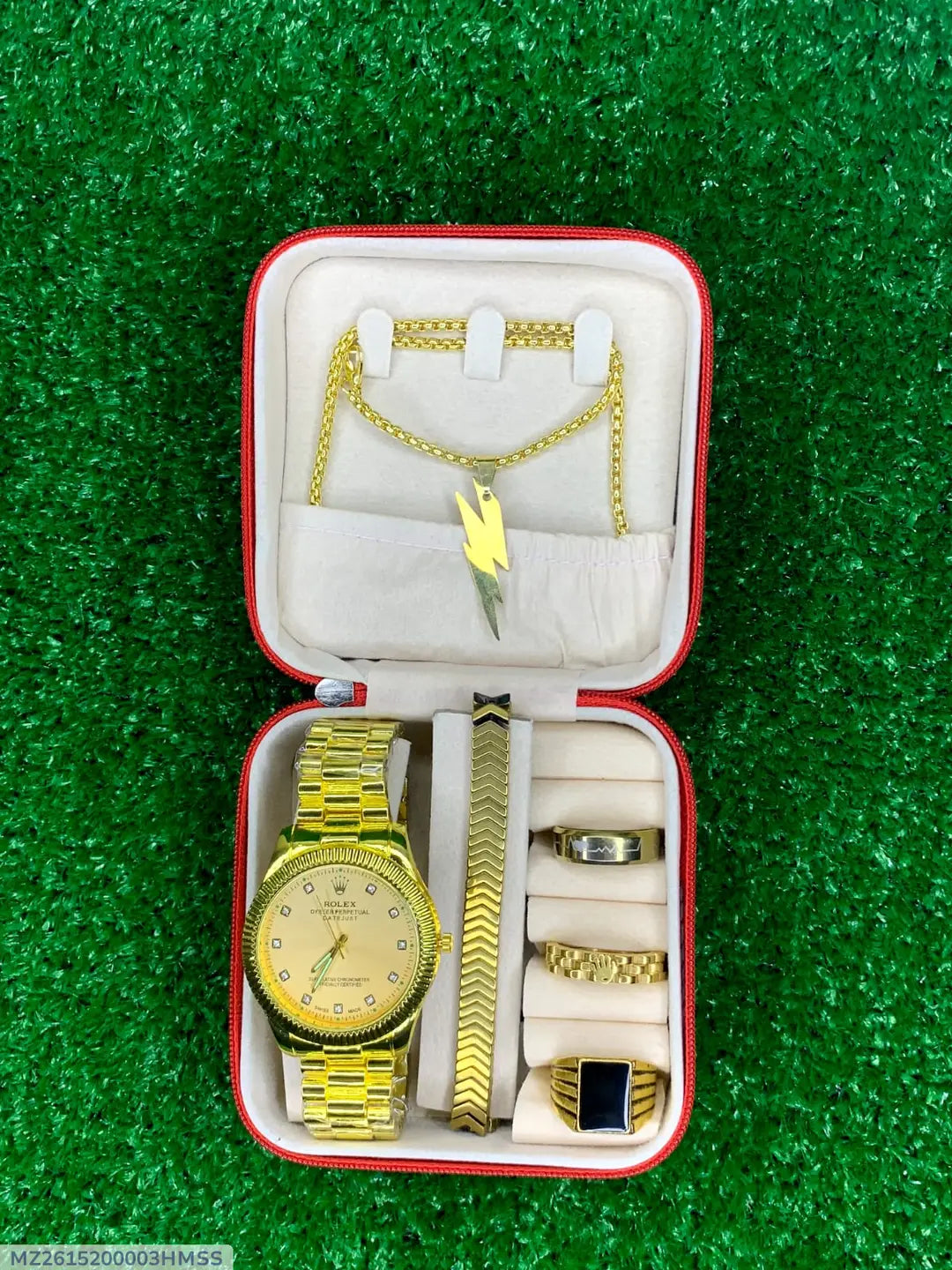 Pack of 6 Watch Set for Men Stainless Steel Analog Quartz Watch with Accessories Fashion and Luxury Style Multiple Colors