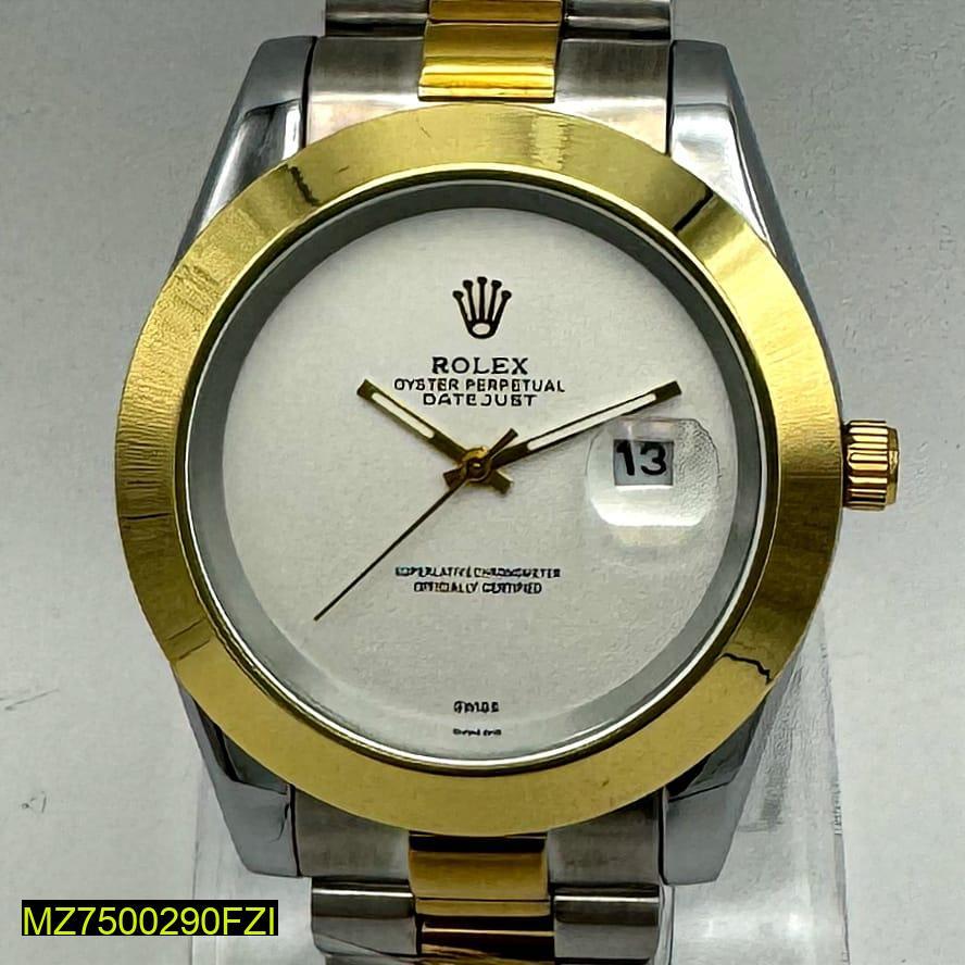 Men's Gold Silver Two Tone Watch with Date Window