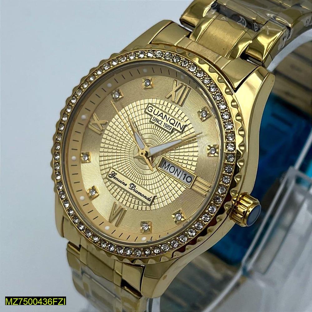 Gold Stainless Steel Watch for Men Daily Office & Formal Wear