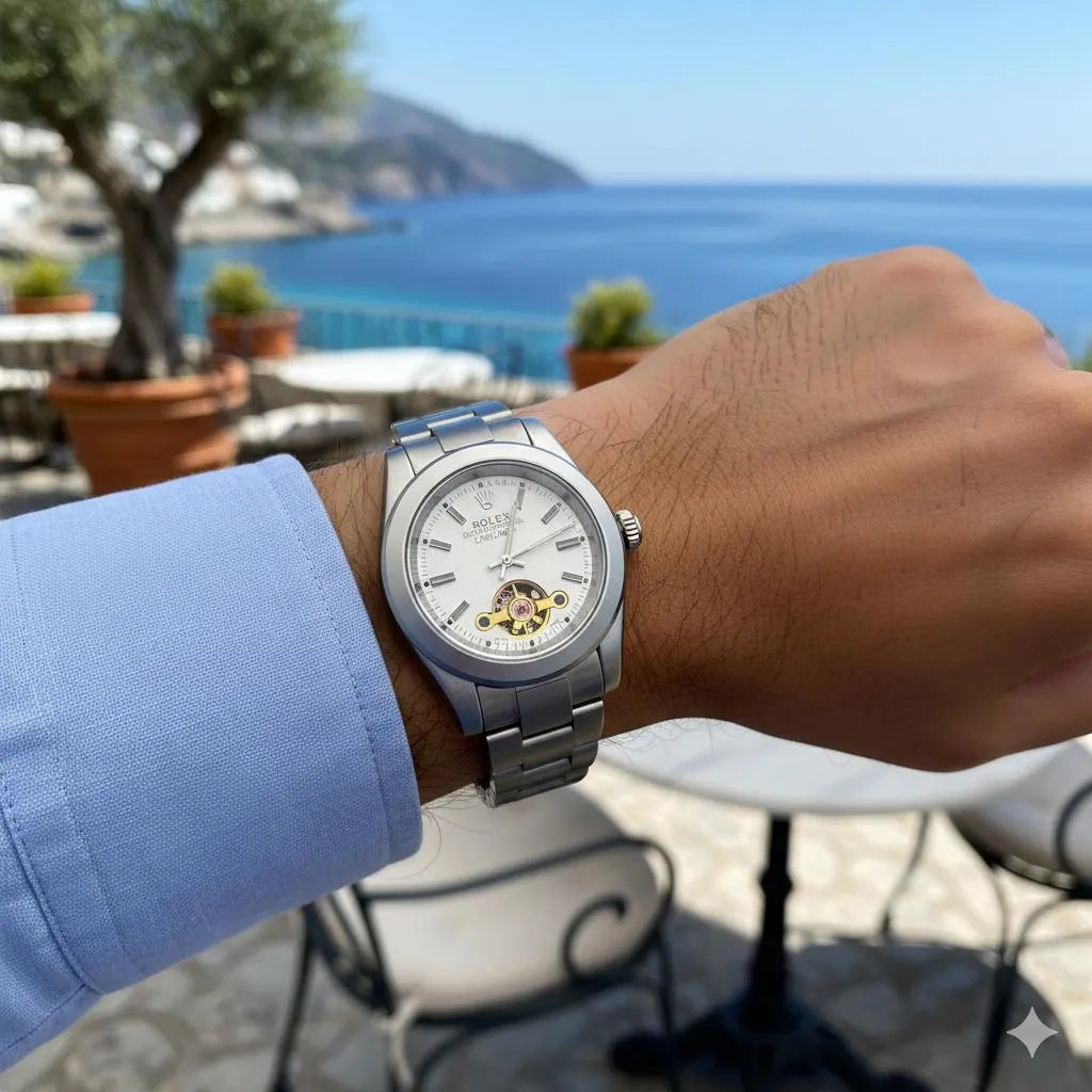Stainless Steel Men's Watch White Dial Water Resistant